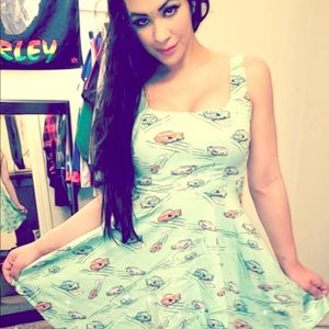 Sz Small seafoam green dress pinup retro 50s car